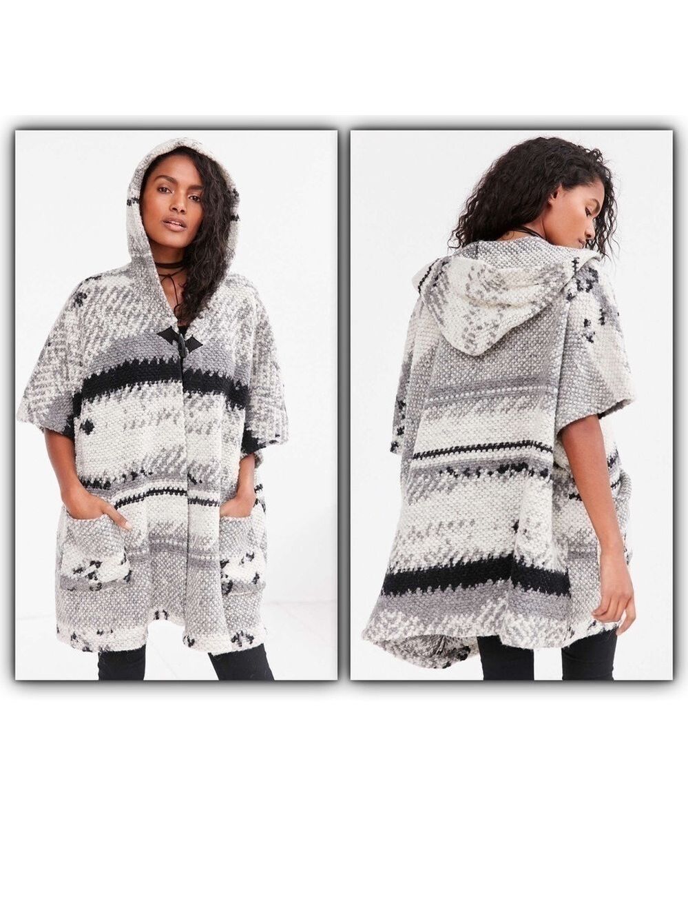 Urban Outfitters BB Dakota Southwestern Aztec pattern hooded Poncho size M/L